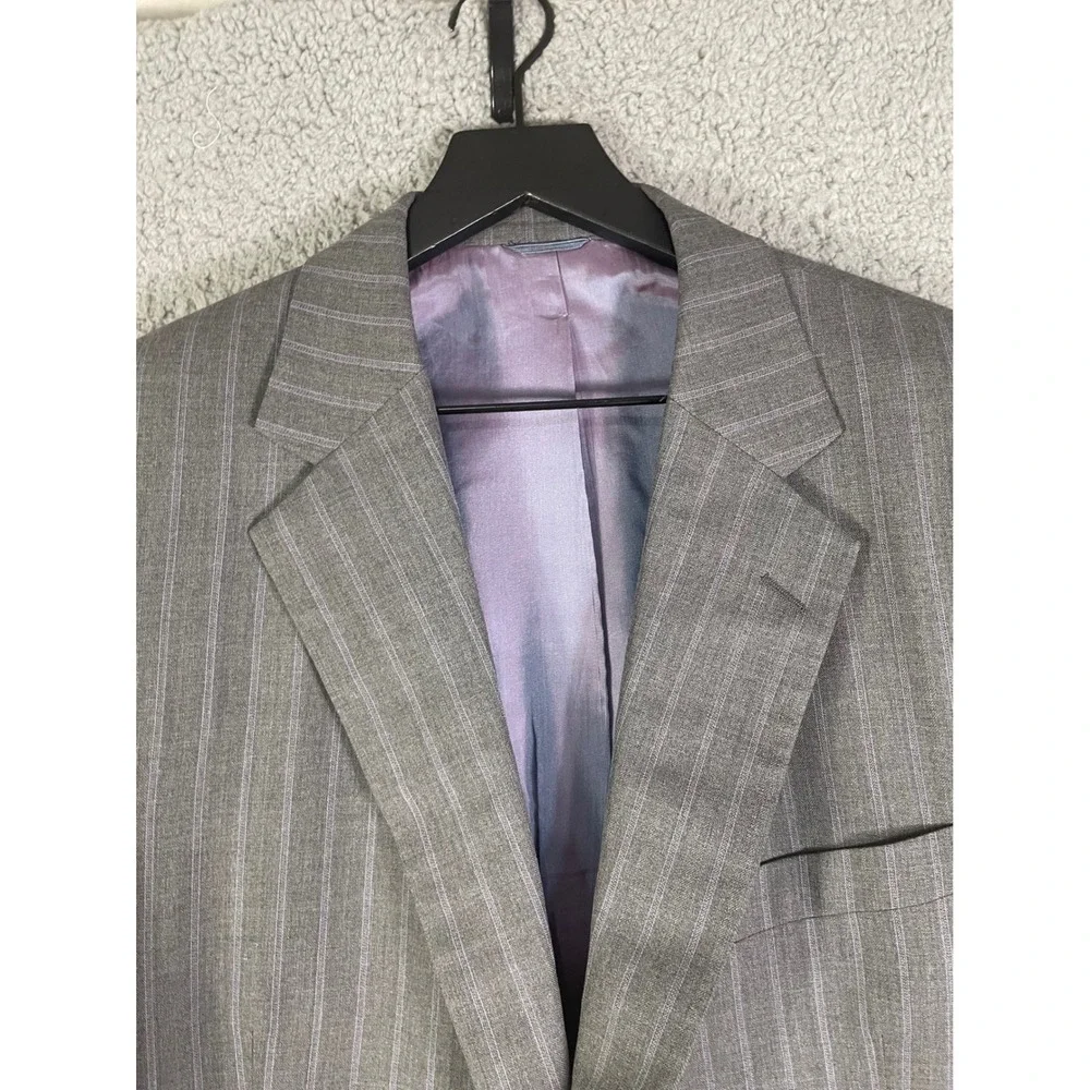 Mens 48R Gray Pinstripe Suit Jacket Blazer 2 Button USA Made Business Formal